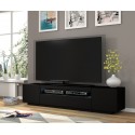 Aura tvbord i møbelplade B200 cm - Mat sort/Vild eg