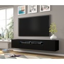 Aura tvbord i møbelplade B200 cm - Mat sort/Vild eg
