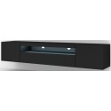 Aura tvbord i møbelplade B200 cm - Mat sort/Vild eg