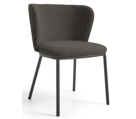 2 x Ciselia spisebordsstole i shearling H75 cm - Sort/Lysegrå