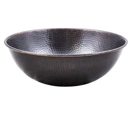 Rund håndvask i kobber Ø38 cm - Antik kobber