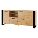 Nuka sideboard i møbelplade B155 cm - Sort/Vild eg