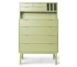 Kommode i sunkaitræ og minditræ H129 x B80 cm - Gråblå