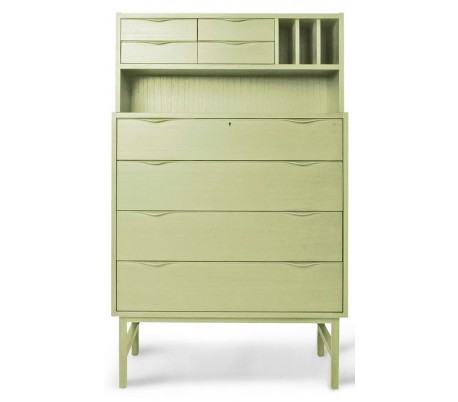 Kommode i sunkaitræ og minditræ H129 x B80 cm - Gråblå