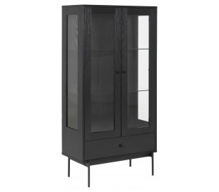 Sideboard i metal og melamin B140 cm - Sort/Sort ask