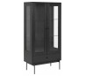Vitrineskab i metal og melamin H152 cm - Sort/Sort ask