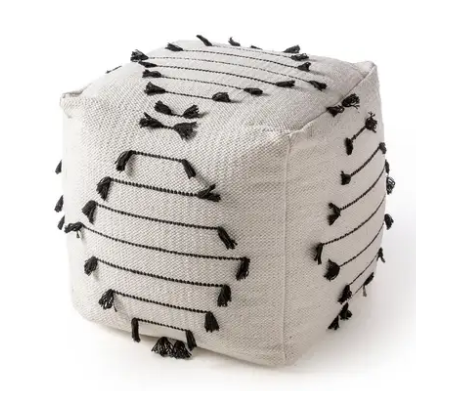 Shawn puf i uld og polyester 40 x 40 cm - Elfenbenshvid