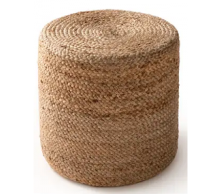 Jutta puf i jute Ø40 cm - Sort/Natur