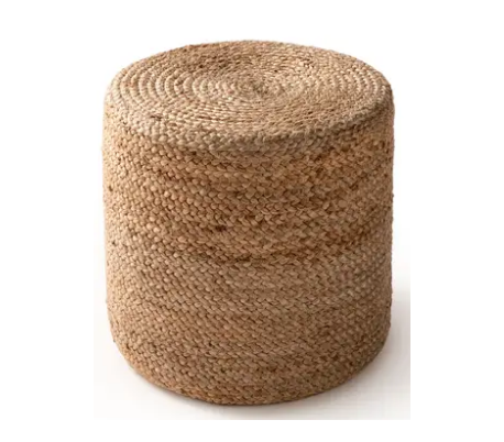 Jutta puf i jute Ø40 cm - Sort/Natur