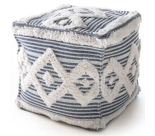 Barca puf i bomuld 50 x 50 cm - Beige/Grå