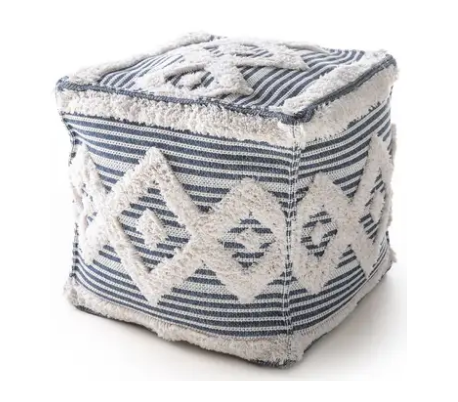 Barca puf i bomuld 50 x 50 cm - Beige/Grå
