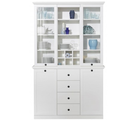 Baxter vitrineskab i møbelplade og glas H196 cm - Hvid