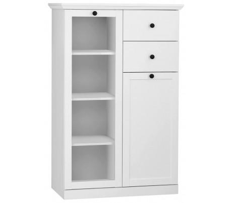 Baxter vitrineskab i møbelplade og glas H196 cm - Hvid