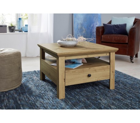 Sofabord i møbelplade 70 x 70 cm - Hvid/Vild eg