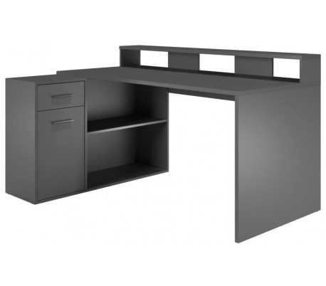 Gamer skrivebord i møbelplade - Hvid/Lysegrå