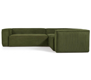 Blok hjørnesofa i velour ripcurl 290 x 290 cm - Grøn 2