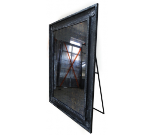 Industrielt gulvspejl med stativ 200 x 100 cm - Industrielt sort