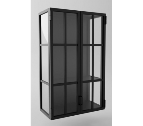 Industrielt gulvspejl med stativ 180 x 140 cm - Antik sort