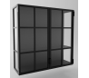 Industriel vægvitrine i stål og glas 100 x 100 cm - Sort