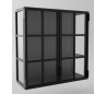 Industriel vægvitrine i stål og glas 80 x 80 cm - Sort