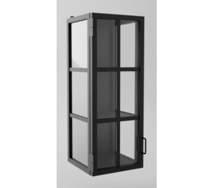 Industriel vægvitrine i stål og glas 100 x 30 cm - Sort