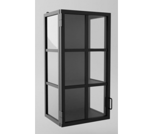 Industriel vægvitrine i stål og glas 80 x 30 cm - Sort