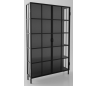 Industrielt vitrineskab i stål og glas H198 x B120 cm - Sort