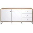Sideboard i møbelplade og metal B123 cm - Sort/Hvid/Vild eg