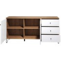 Sideboard i møbelplade og metal B123 cm - Sort/Hvid/Vild eg