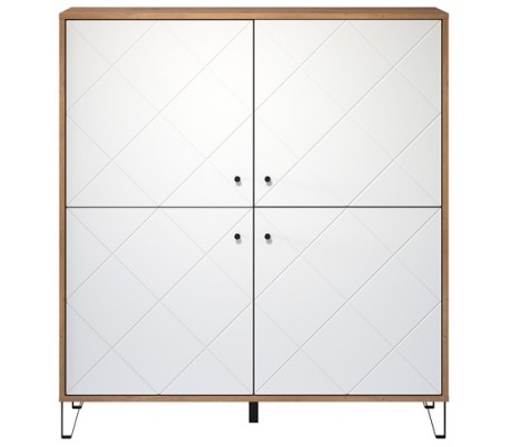 Sideboard i møbelplade og metal B123 cm - Sort/Hvid/Vild eg