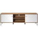 Sideboard i møbelplade og metal B183 cm - Sort/Hvid/Vild eg