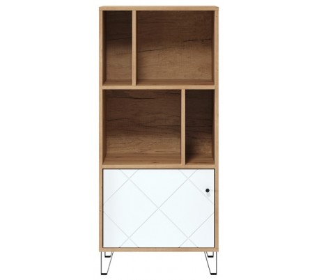 TV Bord i møbelplade og metal B123 cm - Sort/Hvid/Vild eg