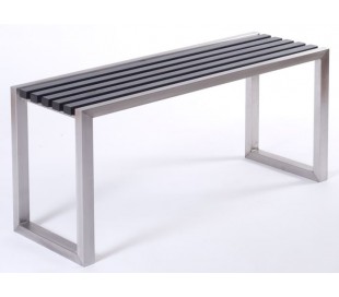 Lastein bænk B130 cm - Rustfri stål/Sort