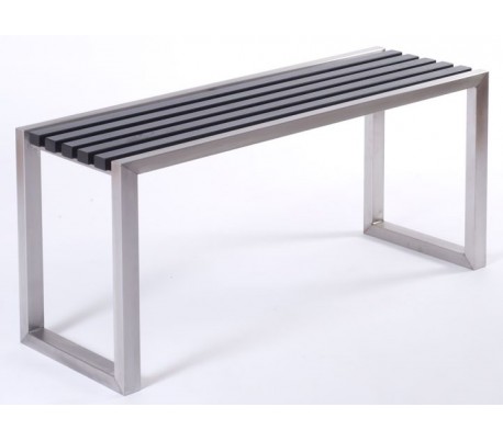 Lastein bænk B130 cm - Rustfri stål/Sort