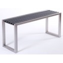 Lastein bænk B130 cm - Rustfri stål/Sort