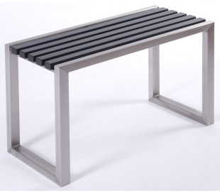 Lastein bænk B100 cm - Rustfri stål/Sort