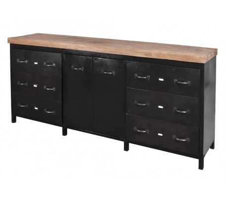 Sideboard med 2 skabe og 6 skuffer -...