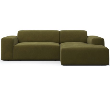 Karen højrevendt chaiselong sofa i velour 250 x 185 cm - Mørkebrun