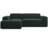 Karen venstrevendt chaiselong sofa i velour 250 x 185 cm - Mørkegrøn