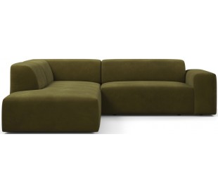 Karen Big venstrevendt chaiselong sofa i velour 260 x 250 cm - Mørkebrun