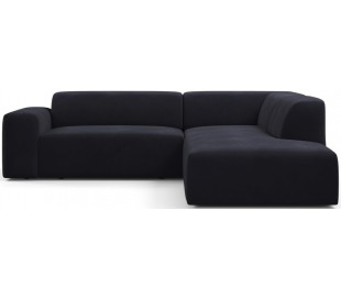 Karen Big højrevendt chaiselong sofa i velour 260 x 250 cm - Blå