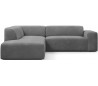 Karen Big venstrevendt chaiselong sofa i velour 260 x 250 cm - Lysegrå