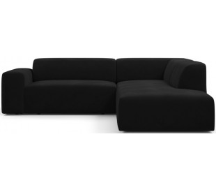 Karen Big højrevendt chaiselong sofa i velour 260 x 250 cm - Lysegrå