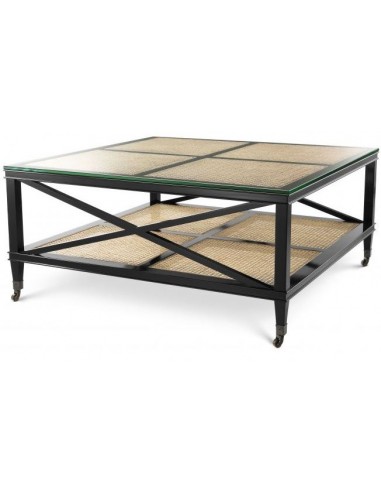 Bahamas sofabord i mahognitræ og glas...