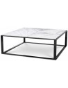 San Ramon sofabord i stål og marmor 100 x 100 cm - Sort højglans/Gråhvid