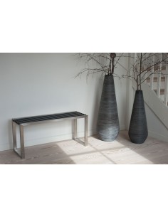 Lastein bænk B130 cm - Rustfri stål/Sort 2