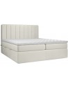 Skyfall kontinentalseng med opbevaring og sengegavl 200 x 200 cm med 7 komfortzoner - Lys beige