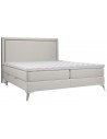 Joy kontinentalseng med opbevaring og sengegavl 200 x 200 cm med 7 komfortzoner - Krom/Lys beige