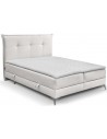 Menzzo kontinentalseng med opbevaring og sengegavl 200 x 200 cm med 7 komfortzoner - Krom/Beige