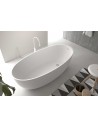Oval fritstående badekar 150 x 70 cm Solid surface - Mat hvid